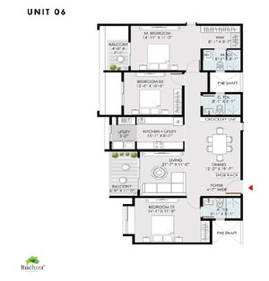 Floor Plan in 3 BHK Apartment at Ruchira Park East, Kannamangala – for Sale