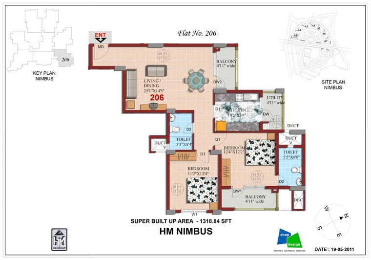 Floor Plan, hm-world-city 2 Bedroom 1332 Sq.Ft. Apartment In Jp Nagar Bangalore 10573172