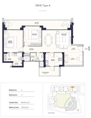 Floor Plan in 2.5 BHK Apartment at Conscient Parq, Sector 80 – for Sale