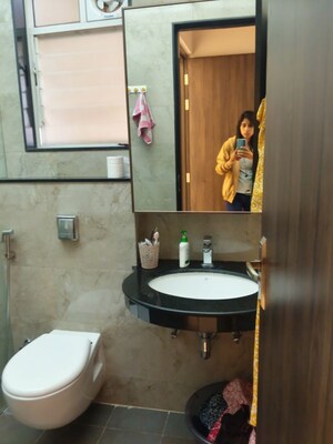 Bathroom in 3 BHK Apartment at Nyati Elysia, Kharadi – for Rent