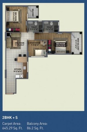 Balcony in 2 BHK Apartment at ROF Ananda, Sector 95 – for Sale