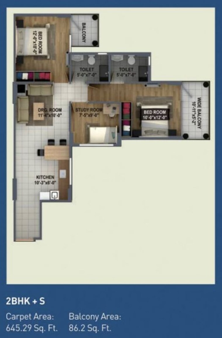 Balcony, rof-ananda 2 Bedroom 1719 Sq.Ft. Apartment In Sector 95 Gurgaon 10575512