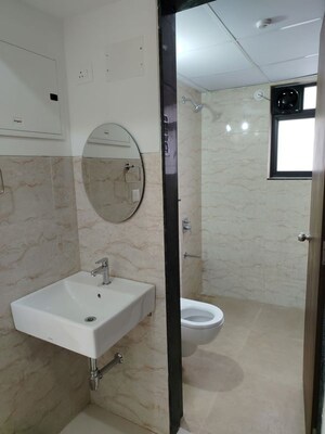 Bathroom in 3 BHK Apartment at Shapoorji Pallonji Sensorium, Hinjewadi – for Rent