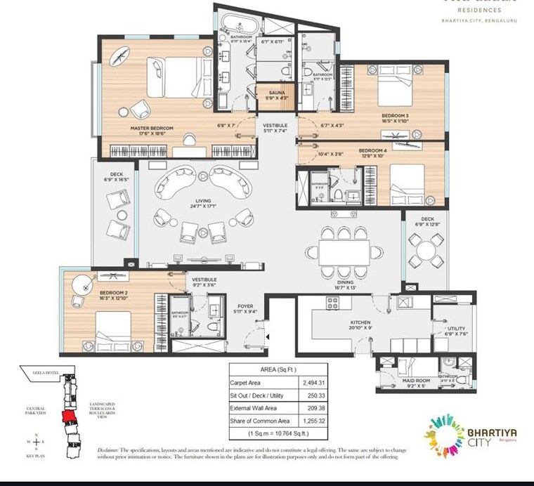 Floor Plan, bhartiya-leela-residences 4 Bedroom 4200 Sq.Ft. Apartment In Thanisandra Main Road Bangalore 10233038