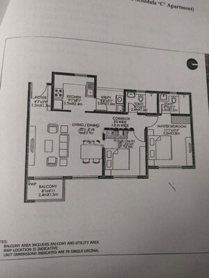 Floor Plan in 2 BHK Apartment at Godrej 24 Sarjapur, Sarjapur Road – for Sale