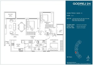Floor Plan in 3 BHK Apartment at Godrej 24 Sarjapur, Sarjapur Road – for Sale