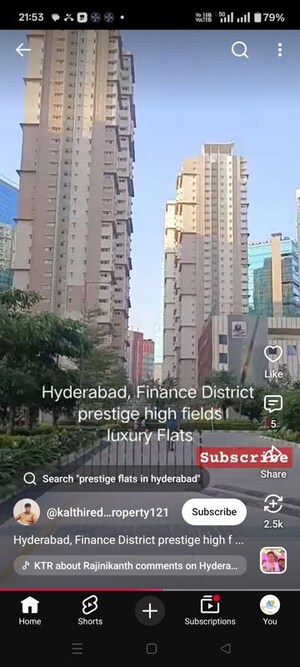 3 BHK Apartment For Rent in Prestige High Fields, Gachibowli