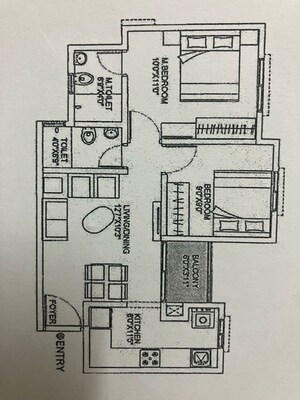 Floor Plan in 2 BHK Apartment at Shriram WYT Field, Budigere – for Sale