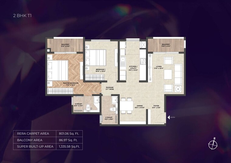 Floor Plan, puravankara-purva-silver-sky 3 Bedroom 1864 Sq.Ft. Apartment In Electronic City Phase ii Bangalore 10579185