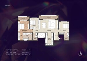 Floor Plan in 3 BHK Apartment at Puravankara Purva Silver Sky, Electronic City Phase ii – for Sale