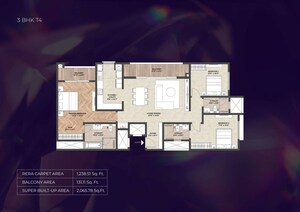 Floor Plan in 3 BHK Apartment at Puravankara Purva Silver Sky, Electronic City Phase ii – for Sale