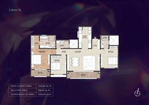 Floor Plan in 3 BHK Apartment at Puravankara Purva Silver Sky, Electronic City Phase ii – for Sale