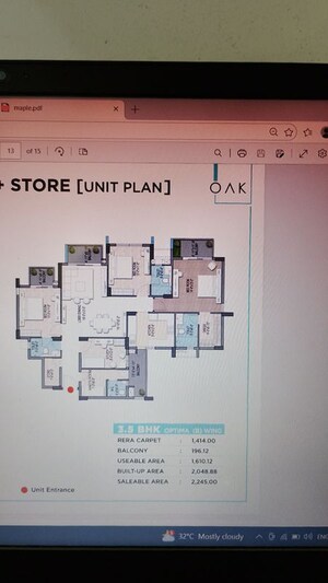 Floor Plan in 3.5 BHK Apartment at One OAK Natura, Sushant Golf City – for Sale