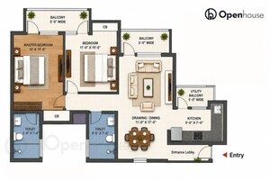 Floor Plan in 2.5 BHK Apartment at Sam Palm Olympia, Sector 16c Greater Noida – for Sale