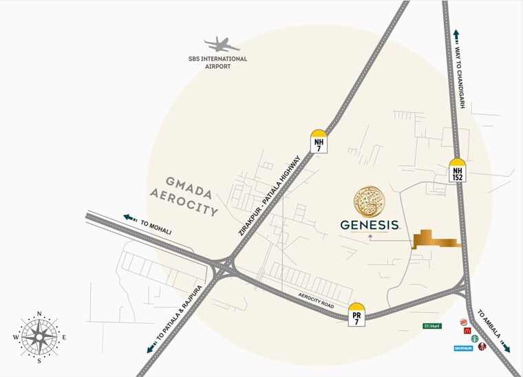 Map Location, ambala highway 3 Bedroom 2350 Sq.Ft. Apartment In Ambala Highway Zirakpur 10583459
