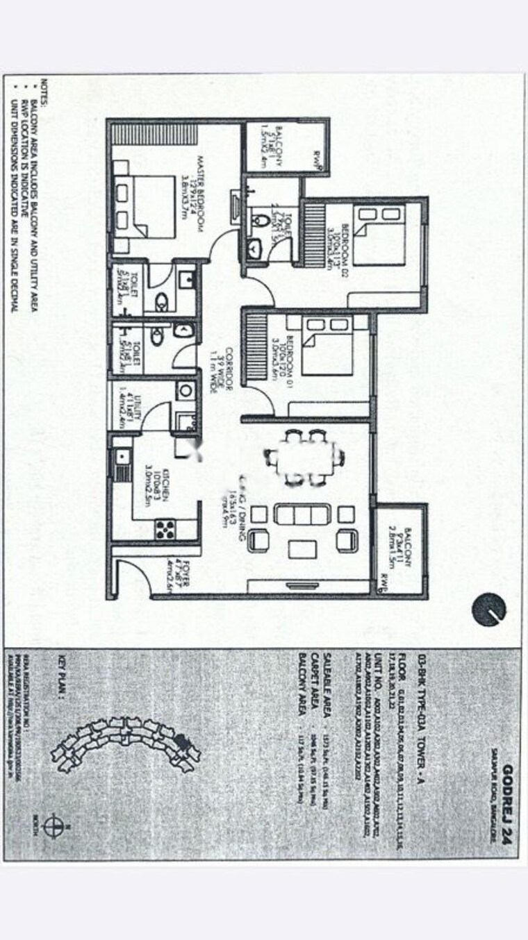 Floor Plan, godrej-24-sarjapur 3 Bedroom 1573 Sq.Ft. Apartment In Sarjapur Road Bangalore 10584887