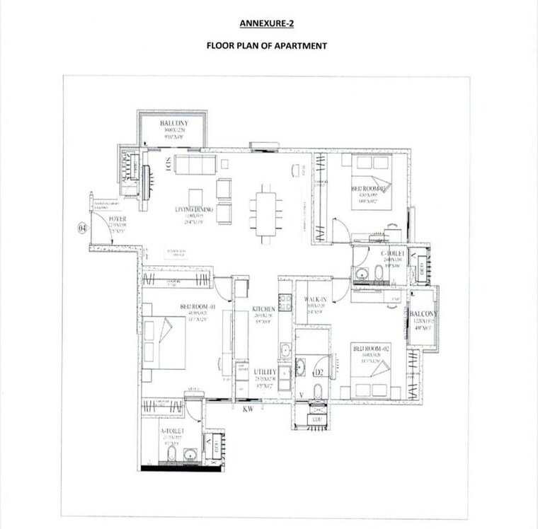 Floor Plan, bren-zahara 3 Bedroom 1784 Sq.Ft. Apartment In Off Sarjapur Road Bangalore 10586884