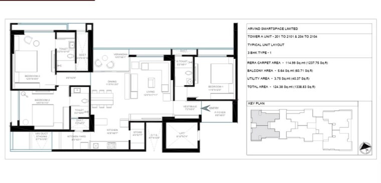 Floor Plan, vastrapur 3 Bedroom 2600 Sq.Ft. Apartment In Vastrapur Ahmedabad 10586755