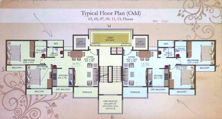 Floor Plan, ashtavinayak-residency-kharghar 2 Bedroom 1095 Sq.Ft. Apartment In Kharghar Navi Mumbai 10587892
