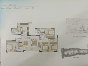 Floor Plan in 4 BHK Apartment at Prestige Misty Waters, Hebbal – for Sale