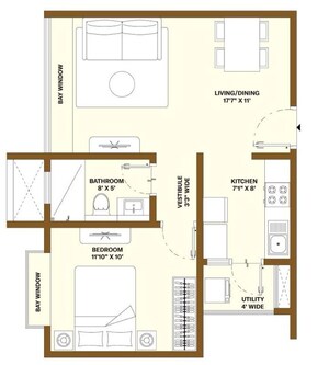 Floor Plan in 1 BHK Apartment at Bhartiya City Nikoo Homes 5, Thanisandra Main Road – for Sale