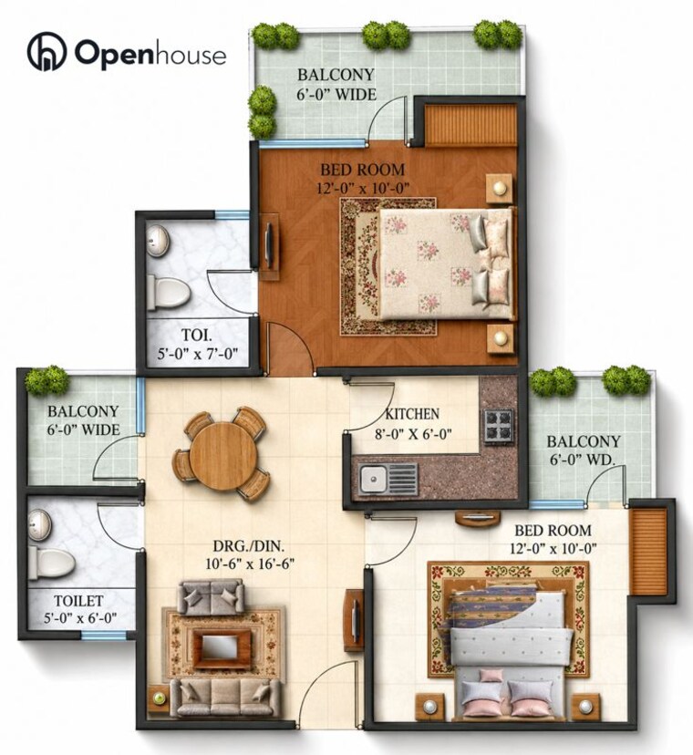Floor Plan, habitech-panch-tatva 2 Bedroom 940 Sq.Ft. Apartment In Tech Zone 4 Greater Noida Greater Noida 10591466