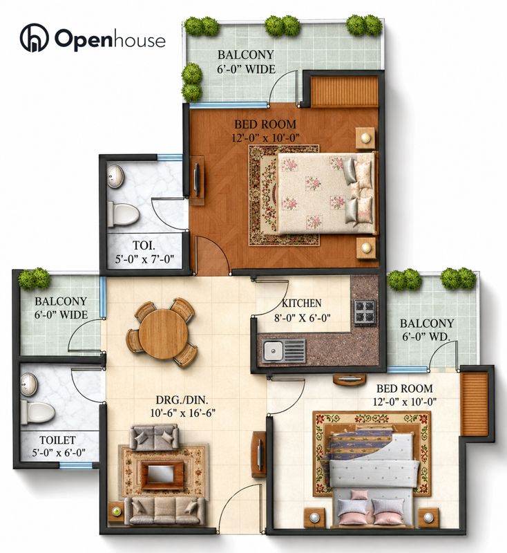 Floor Plan in 2 BHK Apartment at Habitech Panch Tatva, Tech Zone 4 Greater Noida – for Sale