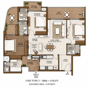 Floor Plan in 3.5 BHK Apartment at Smart World 113, Sector 113 – for Sale