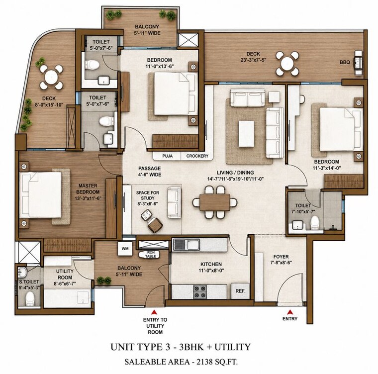 Floor Plan, smart-world-113 3.5 Bedroom 2138 Sq.Ft. Apartment In Sector 113 Gurgaon 10585695