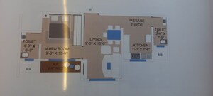 Floor Plan in 1 BHK Apartment at Greencrew Riddhi Siddhi NX, Kalher – for Sale