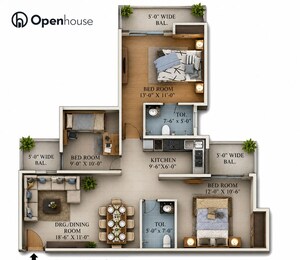 Floor Plan in 2 BHK Apartment at Supertech Ecociti, Sector 137 – for Sale