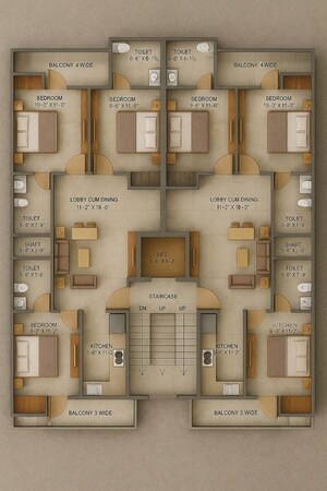 Floor Plan in 3 BHK Builder Floor at Green Fields Colony – for Sale
