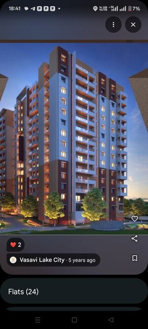 2 BHK Apartment For Rent in Vasavi Lake City, Hafeezpet