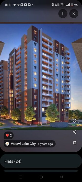 2 BHK Apartment For Rent in Vasavi Lake City in Hafeezpet, Hyderabad