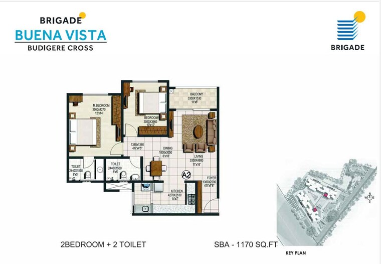 Floor Plan, brigade-buena-vista 2 Bedroom 1170 Sq.Ft. Apartment In Budigere Bangalore 10595572