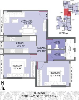 Floor Plan in 2 BHK Apartment at Triguni Heights, Borivali West – for Sale