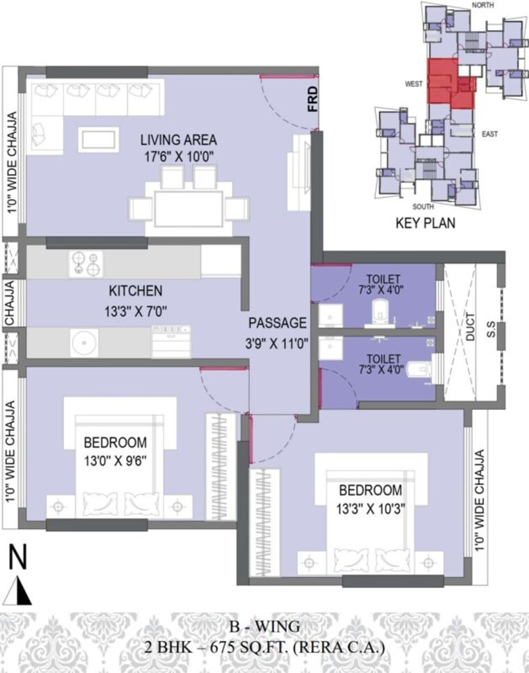 Floor Plan, triguni-heights 2 Bedroom 675 Sq.Ft. Apartment In Borivali West Mumbai 10596167