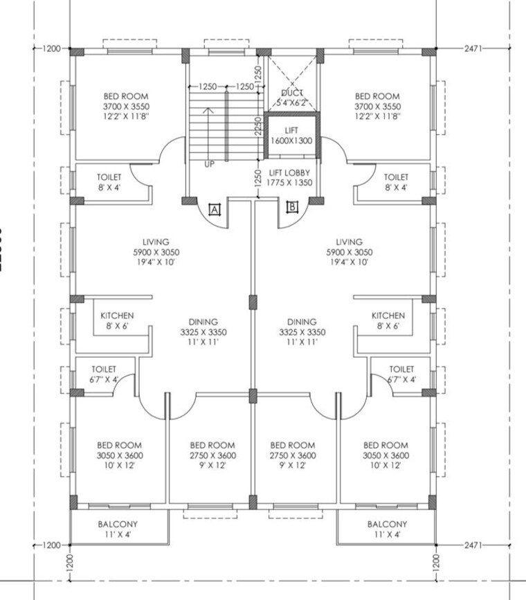 Floor Plan, rajarhat 3 Bedroom 1350 Sq.Ft. Apartment In Rajarhat Kolkata 10596431
