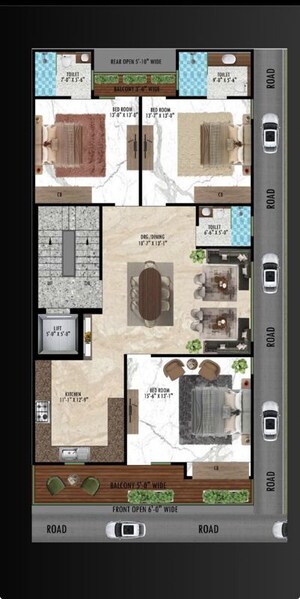 Floor Plan in 3 BHK Builder Floor at Shahpur Bamheta – for Sale