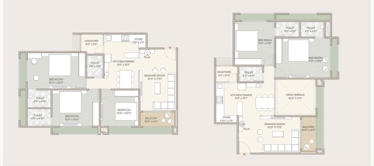 Floor Plan, shela 2 Bedroom 968 Sq.Ft. Apartment In Shela Ahmedabad 10596966