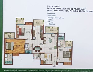 Floor Plan in 3 BHK Apartment at Saviour Park, Mohan Nagar – for Rent