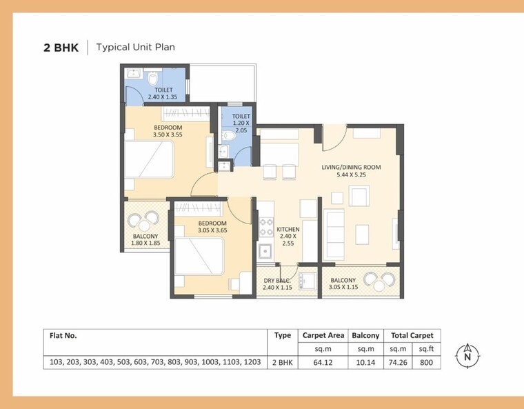 Floor Plan, kakkad-kailash-kutir 2 Bedroom 800 Sq.Ft. Apartment In Wanwadi Pune 10598582