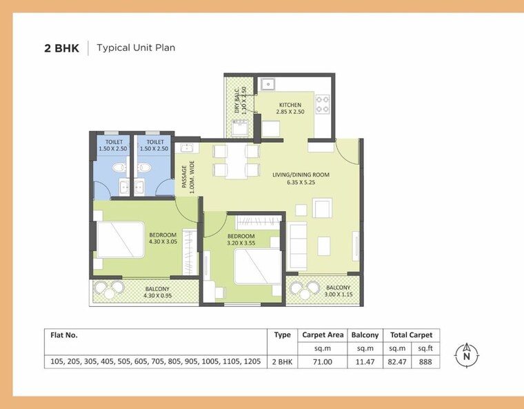 Floor Plan, kakkad-kailash-kutir 3 Bedroom 1200 Sq.Ft. Apartment In Wanwadi Pune 10598629