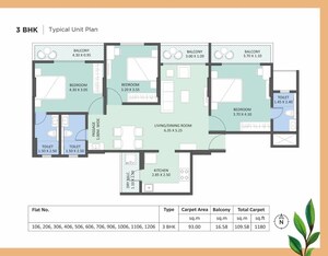 Floor Plan in 3 BHK Apartment at Kakkad Kailash Kutir, Wanwadi – for Sale