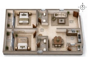 Floor Plan in 3 BHK Apartment at Salarpuria Sattva East Crest, Old Madras Road – for Sale