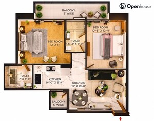 Floor Plan in 2 BHK Apartment at Shahpur Bamheta – for Sale