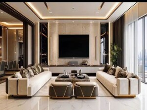 Living Room in 4 BHK Penthouse at Bandra West – for Sale