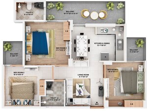 Floor Plan in 3 BHK Apartment at Sector 84 – for Sale