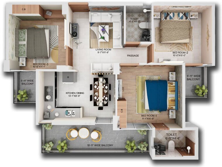 Floor Plan, sector 84 3 Bedroom 850 Sq.Ft. Apartment In Sector 84 Faridabad 10600487