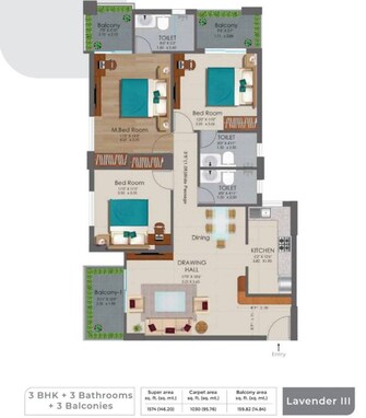 3 BHK 1574 Sq.Ft. Apartment in Ashiana Tarang